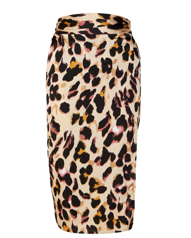 Front of a size 18 Brown Leopard Jaspre Skirt in Tan / Black by Never Fully Dressed. | dia_product_style_image_id:319290